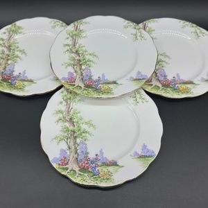 Royal Albert Greenwood Tree 7" Dessert Plates(4) Bone China England